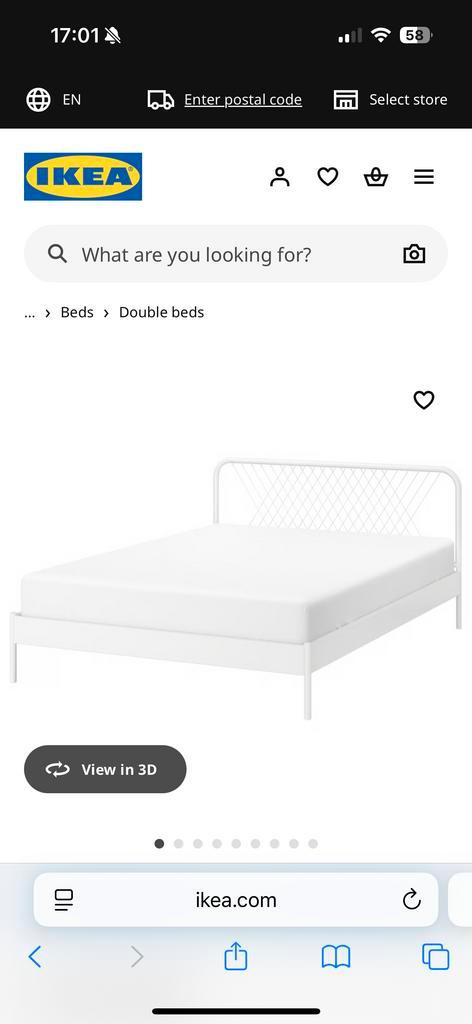 IKEA Nesttun Bedframe 160cm + Lattenbodems, Huis en Inrichting, Slaapkamer | Bedden, Gebruikt, Tweepersoons, 160 cm, 200 cm, Metaal