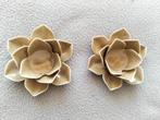Sfeermakers! 2 Nieuwe Bloemvorm Kaarshouders, Overige materialen, Beige, Nieuw, Ophalen of Verzenden
