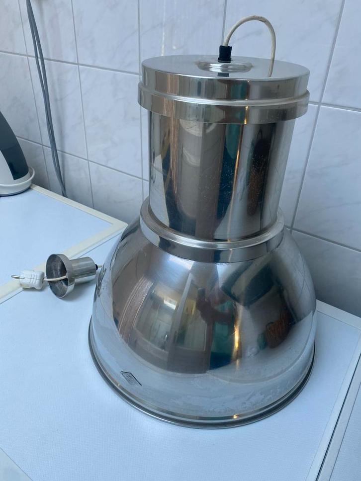 Industriële Hanglamp - Aluminium, Huis en Inrichting, Lampen | Hanglampen, Gebruikt, Minder dan 50 cm, Metaal, Ophalen of Verzenden