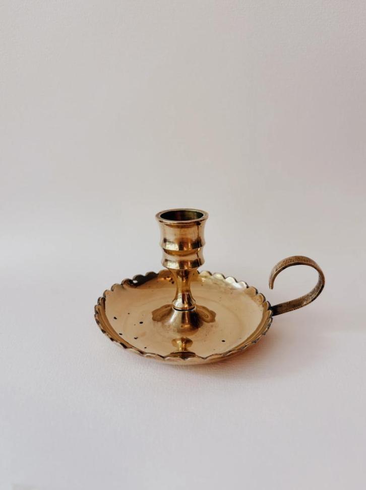 VINTAGE MESSING KANDELAAR | 6 CM, Antiek en Kunst, Antiek | Kandelaars, Koper of Brons, Ophalen of Verzenden