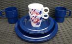 Mix and match donkerblauw 2 pers camping servies, Zo goed als nieuw