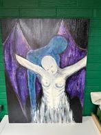 Schilderij Yvonne Kuil – 2003 – demonische figuur en dame, Ophalen of Verzenden