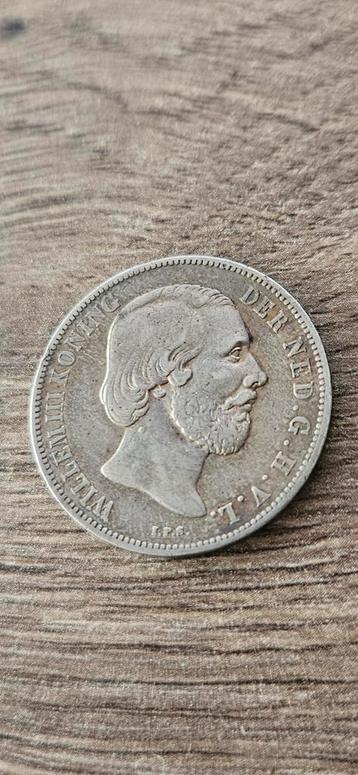 Zilveren gulden 1865 Willem 3 met mooie patiën  beschikbaar voor biedingen