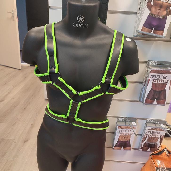 Glow in the dark bdsm harnas, Kleding | Heren, Ondergoed, Overige typen, Zwart, Ophalen of Verzenden