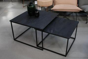 Vierkante salontafels metaal hout mangohout (set van 2) beschikbaar voor biedingen