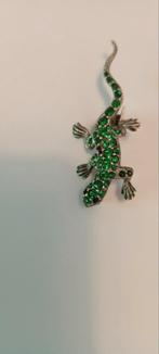 vintage zilveren broche salamander met(half?) edelsteentjes, Minder dan 4 cm, Ophalen of Verzenden, Zo goed als nieuw, Zilver