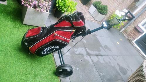 Callaway golftas bag+ Turfmaster Eco trolley zwart-rood-wit, Sport en Fitness, Golf, Gebruikt, Tas, Callaway, Ophalen