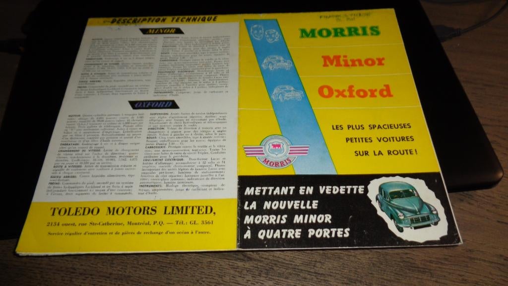 Folder MORRIS  MINOR , OXFORD  ,  jaren  50, Verzenden, Gelezen, Overige merken