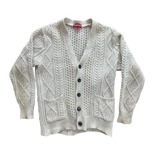Supreme FW16 Cable Knit Cardigan, Kleding | Heren, Truien en Vesten, Zo goed als nieuw, Maat 46 (S) of kleiner, Beige, Ophalen of Verzenden