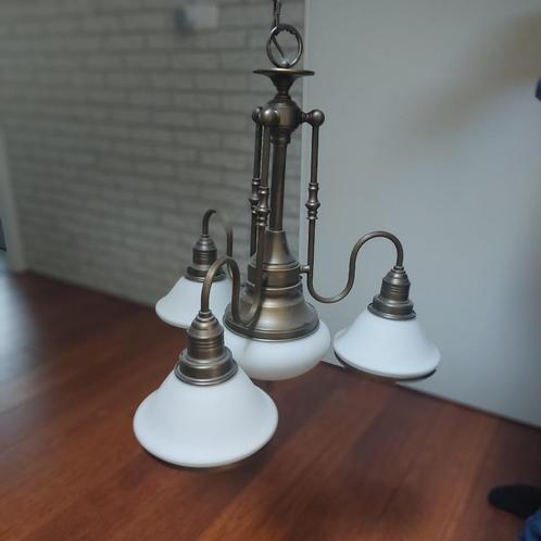 Hanglamp Brons / Melkglas, Huis en Inrichting, Lampen | Hanglampen, Zo goed als nieuw, Ophalen