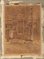 Chris Snijders Ets "Bunschoten", opgeplakt/ in matige staat, Antiek en Kunst, Kunst | Etsen en Gravures, Ophalen