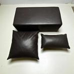 Poef Hocker leder verleng stuk bank lounge met 2 Kussens, Ophalen, Gebruikt, Leer, 75 tot 100 cm