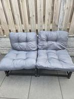 Lounge set met kussens - Zwart hout of onbewerkt vuren, Ophalen, Zo goed als nieuw, Hout