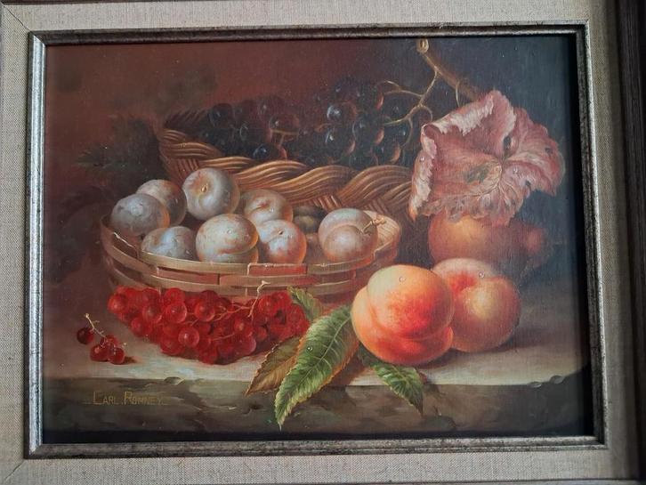Prachtig fruit stilleven van Carl Romney, Antiek en Kunst, Kunst | Schilderijen | Klassiek, Ophalen of Verzenden