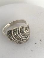 Zilveren ring met markasiet mt.19, Met edelsteen, Ophalen of Verzenden, Zo goed als nieuw, Zilver