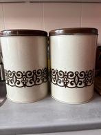 brabantia blikken set 2 stuks vintage retro bruin creme, Verzamelen, Blikken, Ophalen of Verzenden, Gebruikt, Overige, Overige merken
