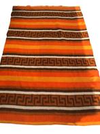 Vintage retro wollen deken oranje bruin 210/135, Huis en Inrichting, Woonaccessoires | Plaids en Woondekens, Ophalen of Verzenden