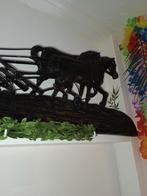 GIETIJZEREN WANDDECORATIE ANTIEK Boer, paard en ploeg, Ophalen, Zo goed als nieuw
