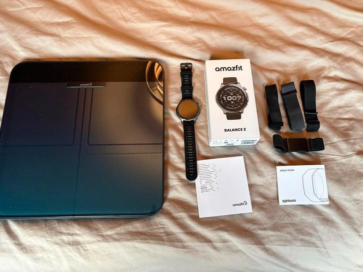 Amazfit Balance 2, Amazfit Helio strap + AmzftWeegschaal Set, Sieraden, Tassen en Uiterlijk, Smartwatches, Zo goed als nieuw, Android