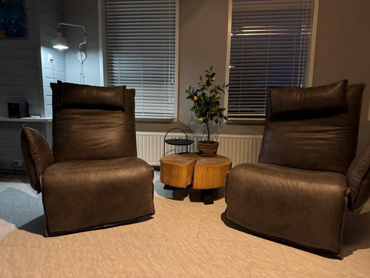 2 stuks Indi relaxfauteuil Leder-accu-1 arm, Huis en Inrichting, Fauteuils, Zo goed als nieuw, 50 tot 75 cm, 75 tot 100 cm, Ophalen of Verzenden