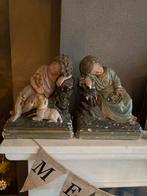 2 prachtige gipsen antieke heiligen beelden johannes, Ophalen of Verzenden