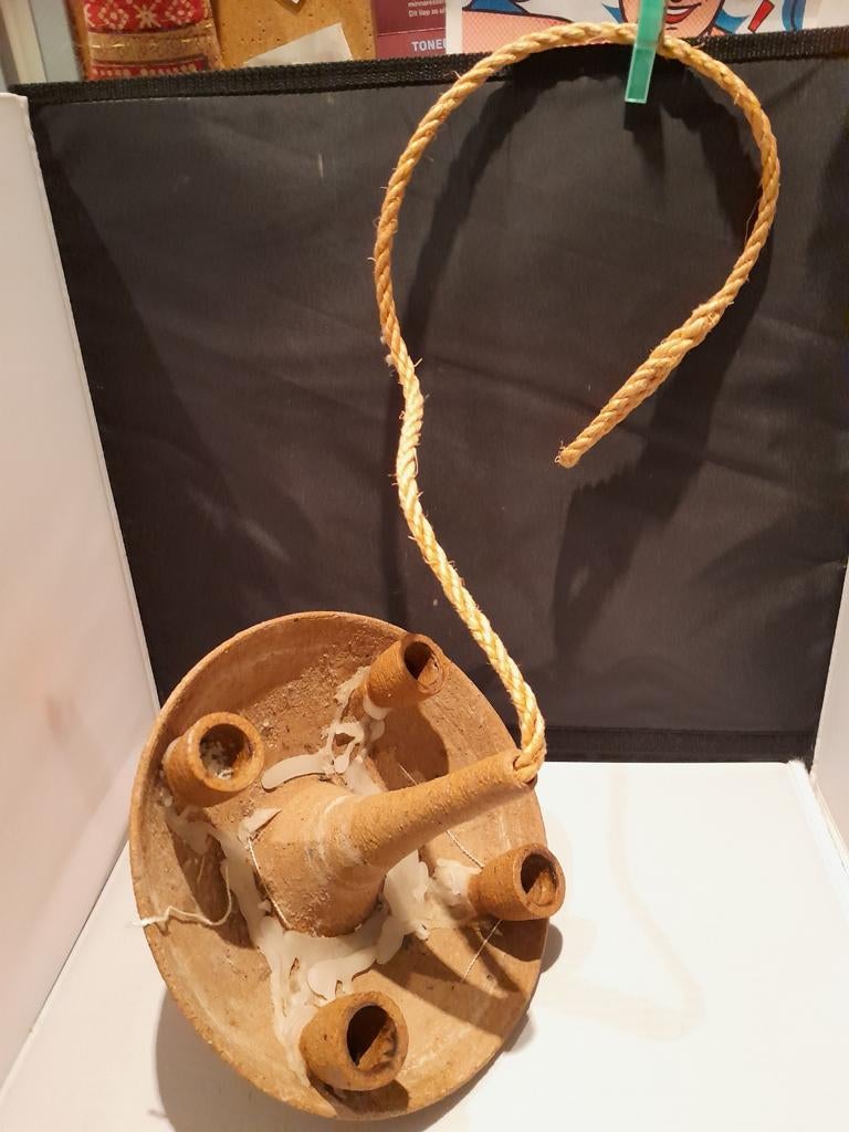 Retro aardewerk kaarsenhanger voor 4 kaarsen, Ophalen of Verzenden