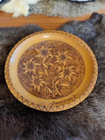 Oostenrijks Houten Bord: Edelweiss & Innsbruck, Vintage beschikbaar voor biedingen