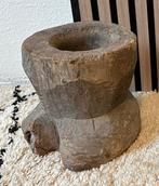 Oude houten vijzel pot landelijke decoratie woonaccessoire, Ophalen, Zo goed als nieuw