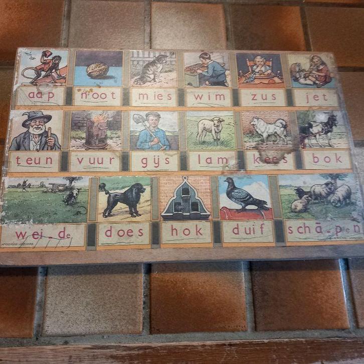 Hoogeveens Leesplankje - J.B. Wolters, Antiek en Kunst, Antiek | Schoolplaten, Overige thema's, Ophalen of Verzenden