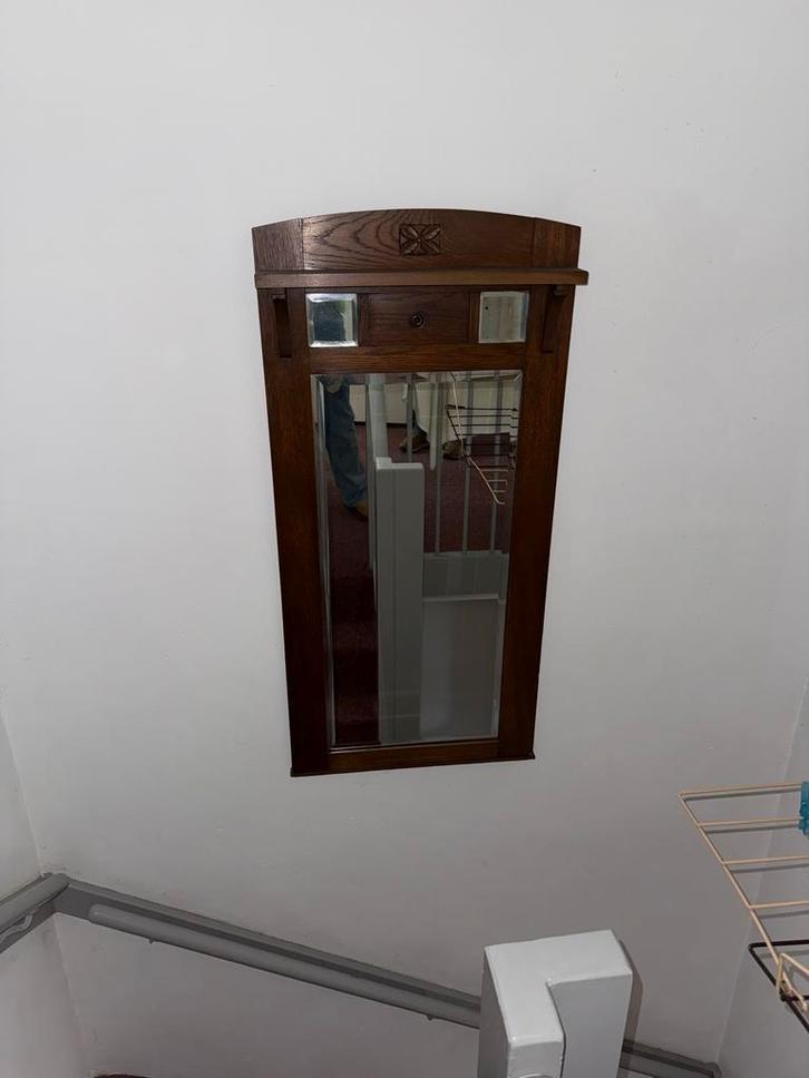 Antieke Spiegel met Houten Frame, Huis en Inrichting, Woonaccessoires | Spiegels, Zo goed als nieuw, 50 tot 75 cm, 100 tot 150 cm