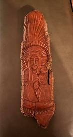 Handgesneden religieus houten reliëf – Maria met kind, Antiek en Kunst, Ophalen