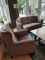 Suedine bank+stoel zgan, Ophalen, Zo goed als nieuw, 75 tot 100 cm