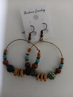 Oorhangers met ring waarom kralen, Overige materialen, Hangers, Bruin, Verzenden