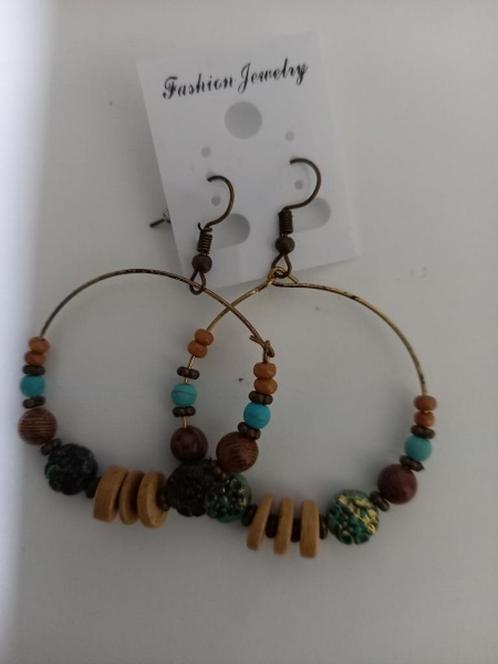 Oorhangers met ring waarom kralen, Sieraden, Tassen en Uiterlijk, Oorbellen, Nieuw, Hangers, Overige materialen, Bruin, Verzenden