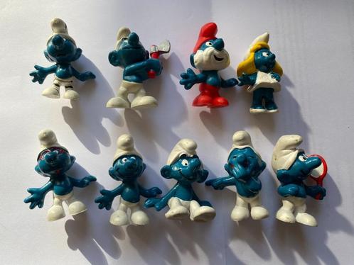 Schleich Smurf 9 stuks made in Hongkong, Verzamelen, Smurfen, Gebruikt, Poppetje, Figuurtje of Knuffel, Verschillende Smurfen