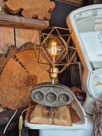 Industriële Lamp Stekkerdoos Hout, Huis en Inrichting, Lampen | Tafellampen, Gebruikt, Ophalen of Verzenden, Minder dan 50 cm