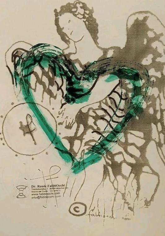 Kunst: ,,der SchutzEngel"., Antiek en Kunst, Kunst | Litho's en Zeefdrukken, Ophalen of Verzenden