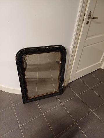 Antieke Spiegel met Zwarte Lijst beschikbaar voor biedingen