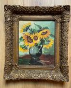 Schilderij zonnebloemen goudkleurige lijst, Antiek en Kunst, Kunst | Schilderijen | Klassiek, Ophalen of Verzenden