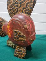 -	Beeld Houten vis staand, Ophalen of Verzenden