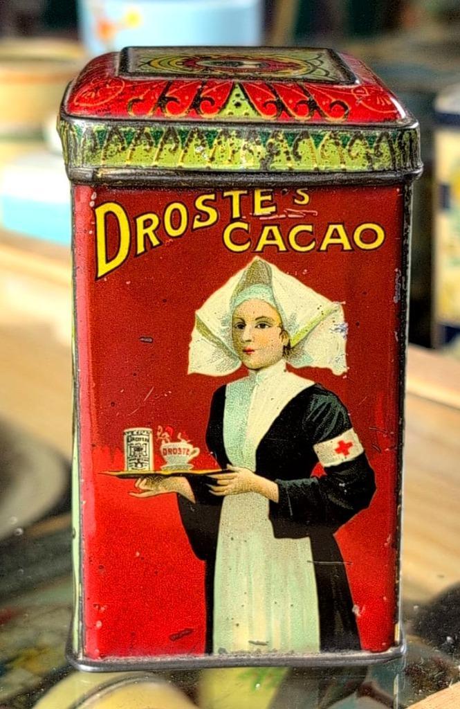 Droste Cacao Rood Kruisje 100 Gr. EINDIGT ZONDAGAVOND 12 UUR, Verzamelen, Blikken, Gebruikt, Overige, Overige merken, Ophalen of Verzenden