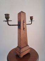 VRIJMETSELARIJ houten kandelaar obelisk wederopstanding, Antiek en Kunst, Ophalen of Verzenden, Koper of Brons