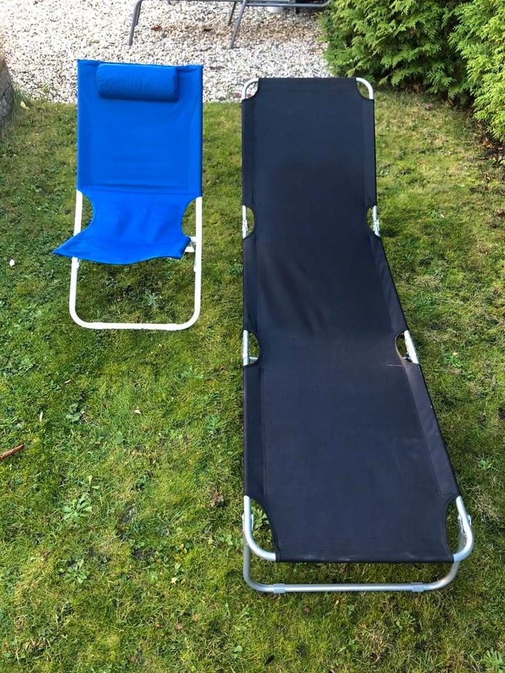 Stretcher ligbed strandstoel visstiel, Tuin en Terras, Ligbedden, Zo goed als nieuw, Inklapbaar, Verstelbaar, Ophalen of Verzenden