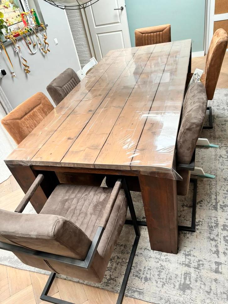 Steigerhouten eettafel 220x100, Tuin en Terras, Tuintafels, Gebruikt, Rechthoekig, Hout, Ophalen