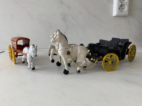 Antieke gietijzeren speelgoed paard en wagens, Antiek en Kunst, Antiek | Speelgoed, Ophalen of Verzenden