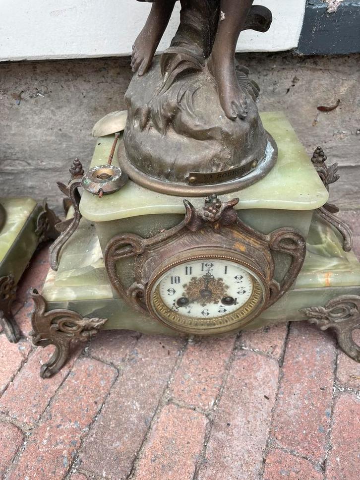 Antieke klok met beelden marmer uit 1835, Antiek en Kunst, Antiek | Klokken, Ophalen