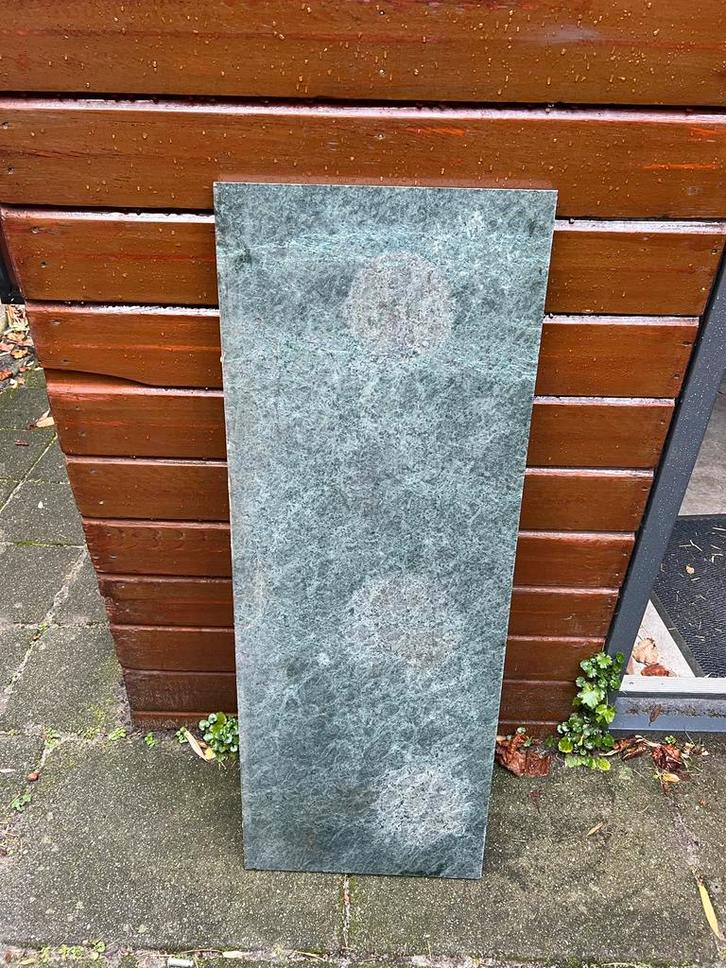 Groen natuurstenen Blad/Tegel, Tuin en Terras, Tegels en Klinkers, Gebruikt, Overige typen, Natuursteen, Minder dan 5 m², Ophalen