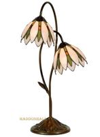 Bureaulamp Tafellamp H61cm met 2 Tiffany kappen Ø18cm Odette, Ophalen of Verzenden, Nieuw, Glas, Minder dan 50 cm