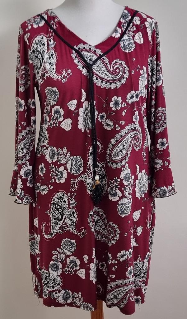 My Lily’s donkerrood jurkje met paisley print mt. XXL, Kleding | Dames, Jurken, Zo goed als nieuw, Maat 46/48 (XL) of groter, Rood