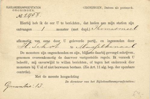 Rijkslandbouwproefstation Groningen - 08.1898 - briefkaart, Postzegels en Munten, Brieven en Enveloppen | Nederland, Briefkaart